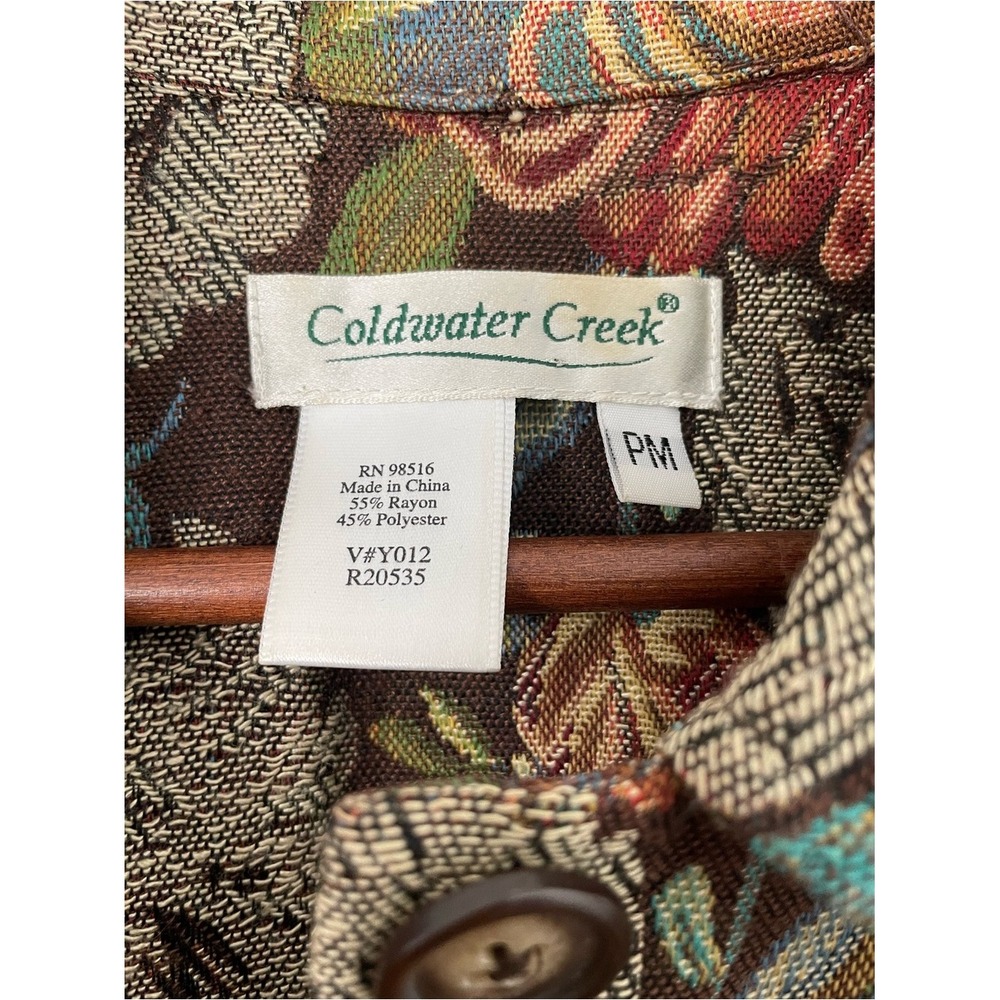Coldwater Creek PM Tapestry Floral Jacket Blazer Cottagecore Artsy Boho Brown - Picture 3 of 9